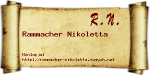 Rammacher Nikoletta névjegykártya